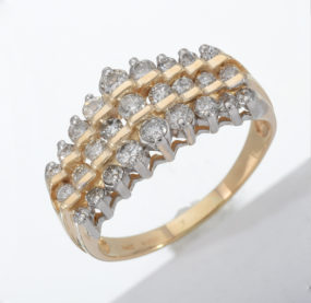 Beautifully Designed Brilliant Cut  Diamond Ring In YG 14K